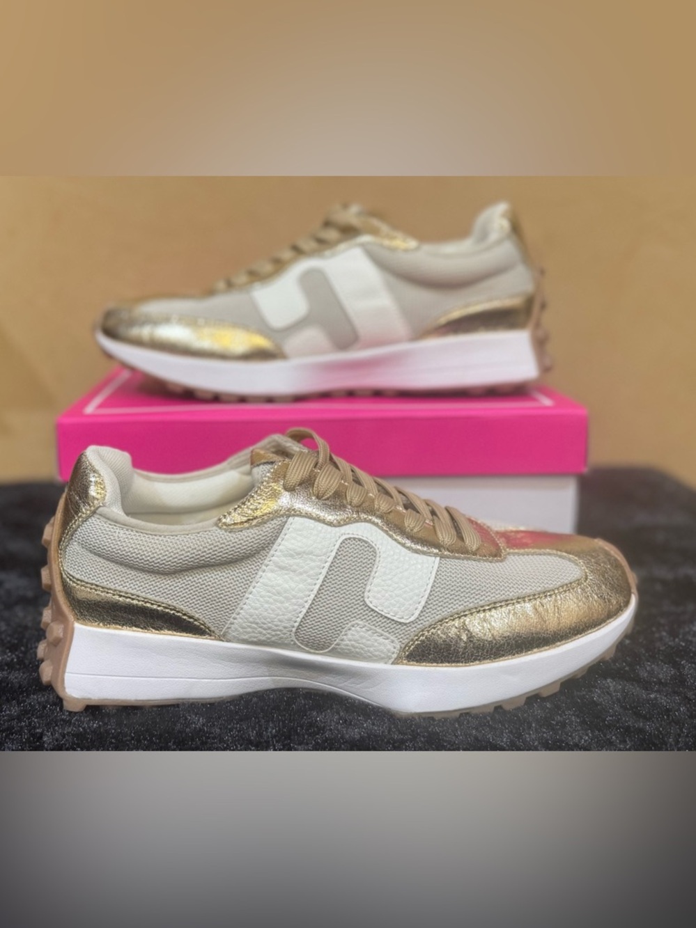 without thYour Welcome by Corkys Women's Metallic Gold-Accent Sneakers 
Size 10